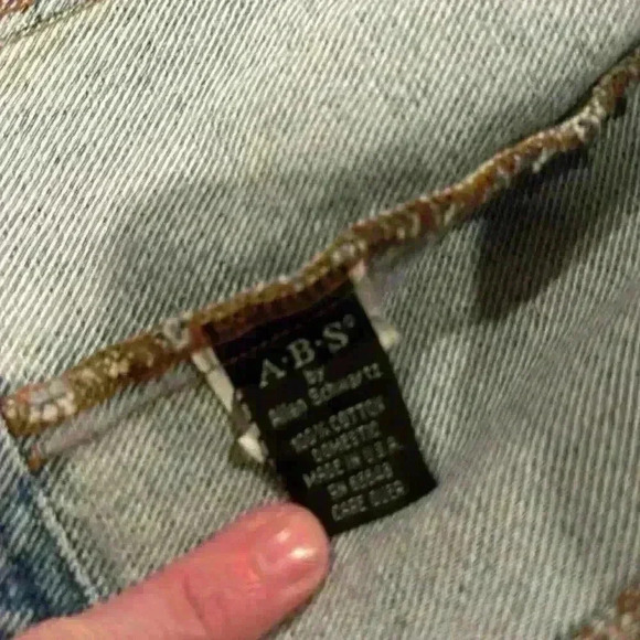 ABS by Allen Schwartz light washed with colorful stone jean jacket size small - Picture 9 of 15